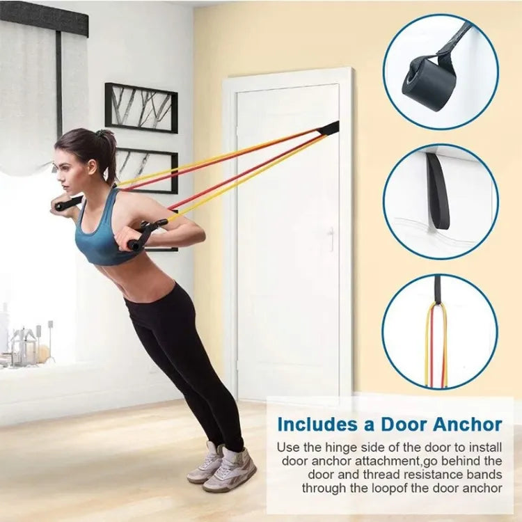 Resistance Bands Set - 11pcs Latex Pull Rope With Door Anchor, Handles, And Ankle Straps For Effective Home And Gym Workout Routines