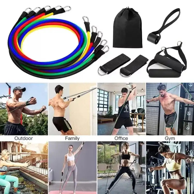 Resistance Bands Set - 11pcs Latex Pull Rope With Door Anchor, Handles, And Ankle Straps For Effective Home And Gym Workout Routines