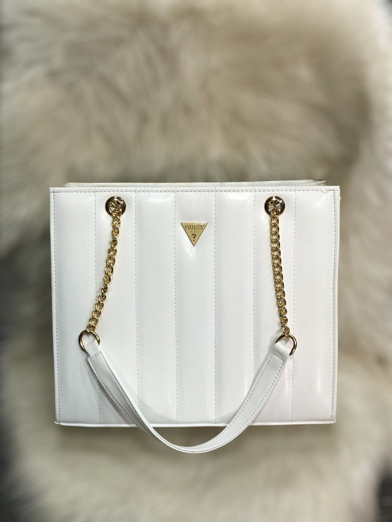 Guess Handbag 13x11 Inches Elegant Chain Strap Designer Bag | Beige