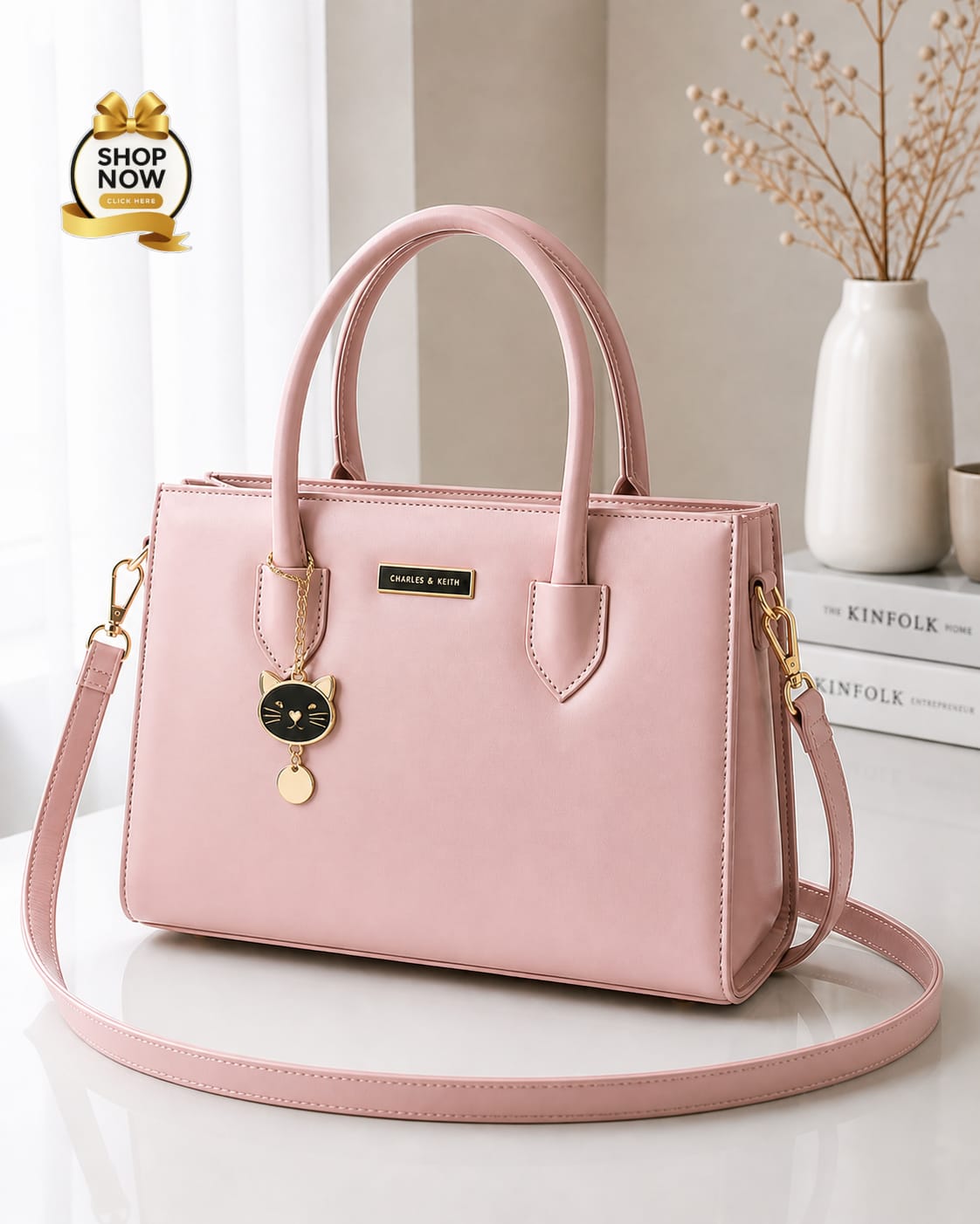 Charles And Keith 2 Zipper Bag | Biege