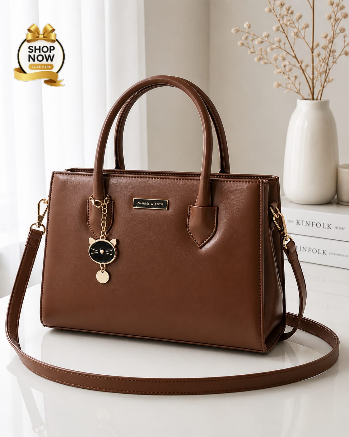 Charles And Keith 2 Zipper Bag | Biege