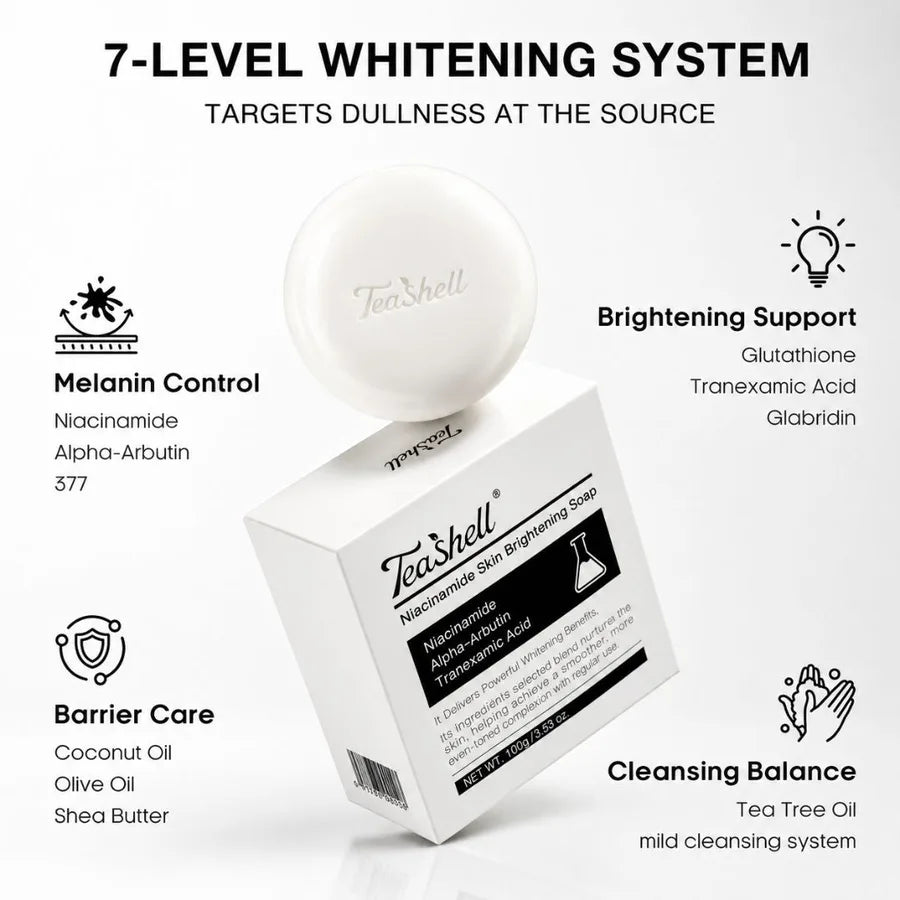 Teashell Niacinamide Skin Brightening Soap - Cleansing Bar Formulated For Daily Skincare Routine And Bright Complexion