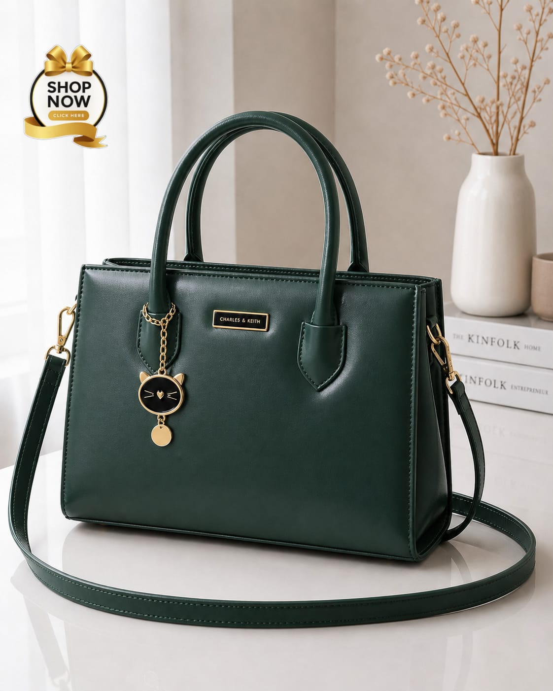 Charles And Keith 2 Zipper Bag | Biege