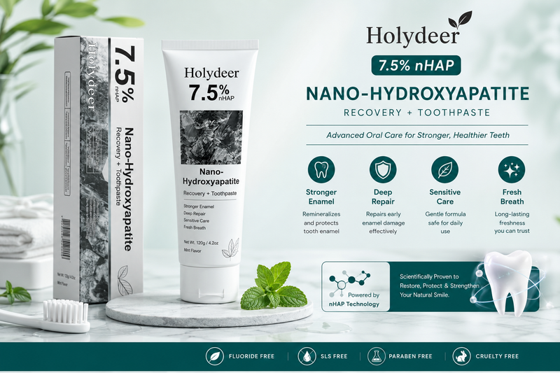 Holydeer Recovery Toothpaste | 7.5% Nano-Hydroxyapatite For Enamel Repair & Whitening - 120Gram
