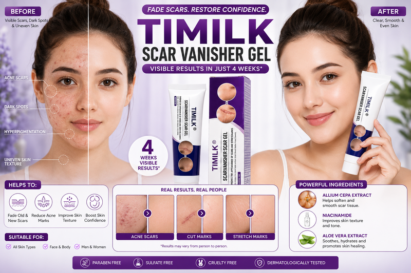TIMILK Scarvanisher Scar Gel – Advanced Formula for Scars & Stretch Marks Reduction (30g / 1oz)