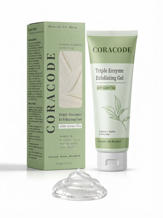 Coracode Triple Enzyme Exfoliating Gel – Gentle Face & Skin Exfoliator - 100g