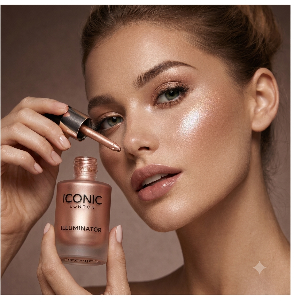 Iconic London Illuminator Highlighter Drops Ultra Glow Liquid Highlighter Radiant Finish Luminous Shine - Golden
