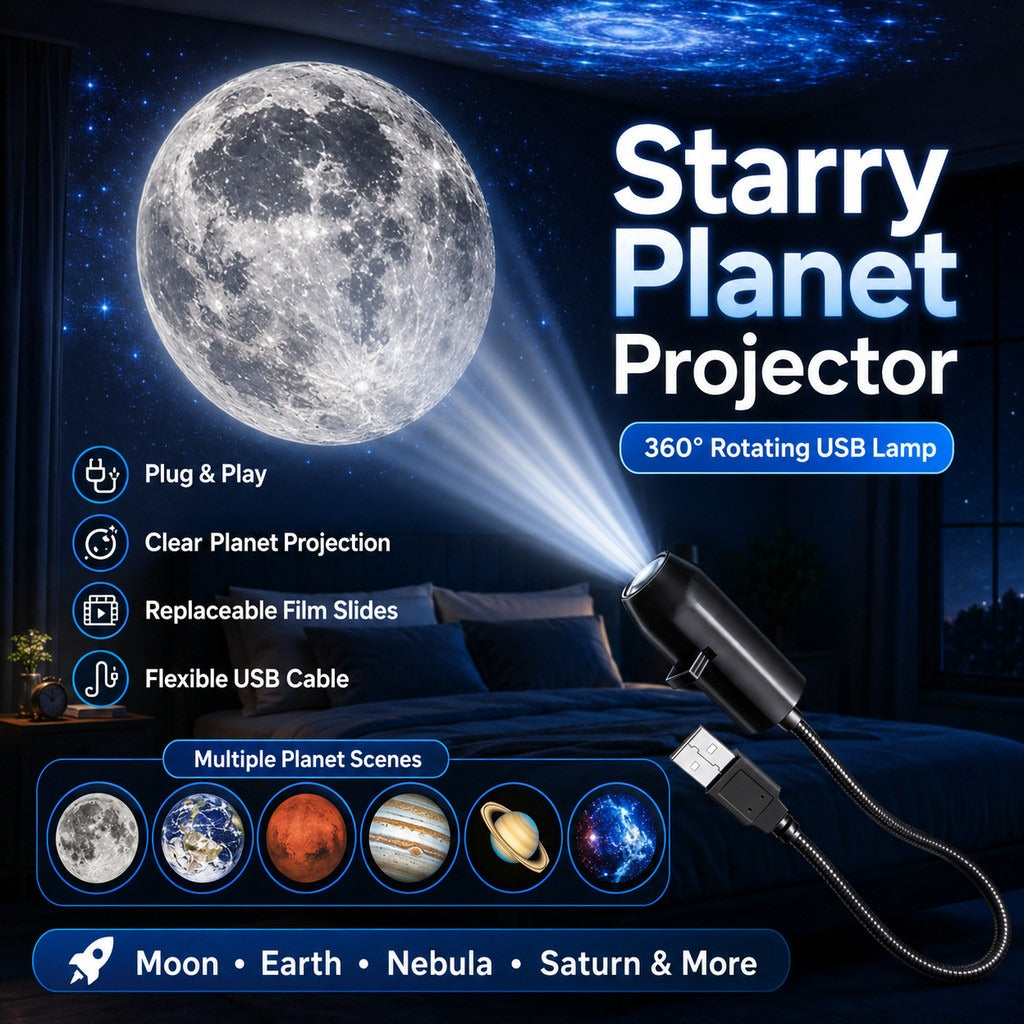 USB Ceiling Moon Earth Projection Atmosphere Light Starry Sky Lamp Night Light Romantic Bedroom Decoration Projector (6 Lenses)