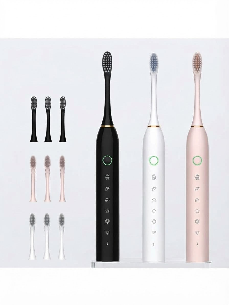 X-3 Sonic Rechargeable Electric Toothbrush With 2 Extra Heads | USB Charging Rechargeable Total Washable Electronic Whitening Teeth Brush for Oral Care