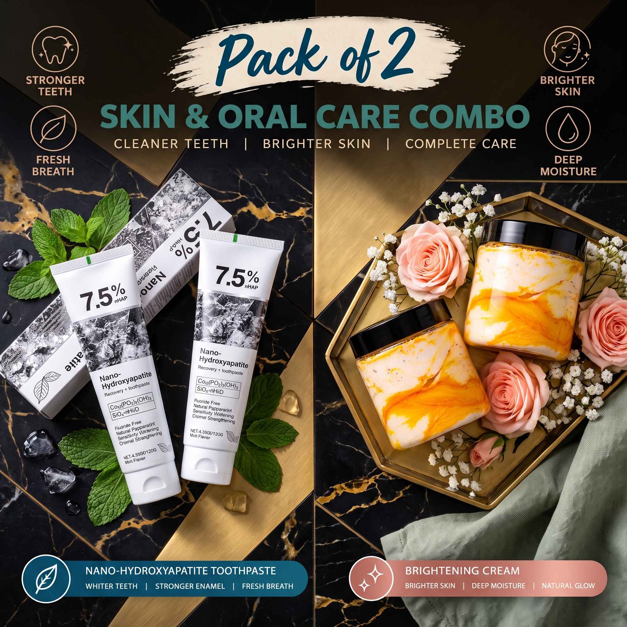 Pack of 2 Nano-Hydroxyapatite Toothpaste + Zafrani Cream Combo