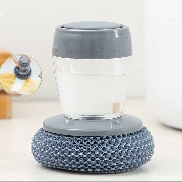 Soap Dispensing Kitchen Scrubber Brush with Steel Wire Ball